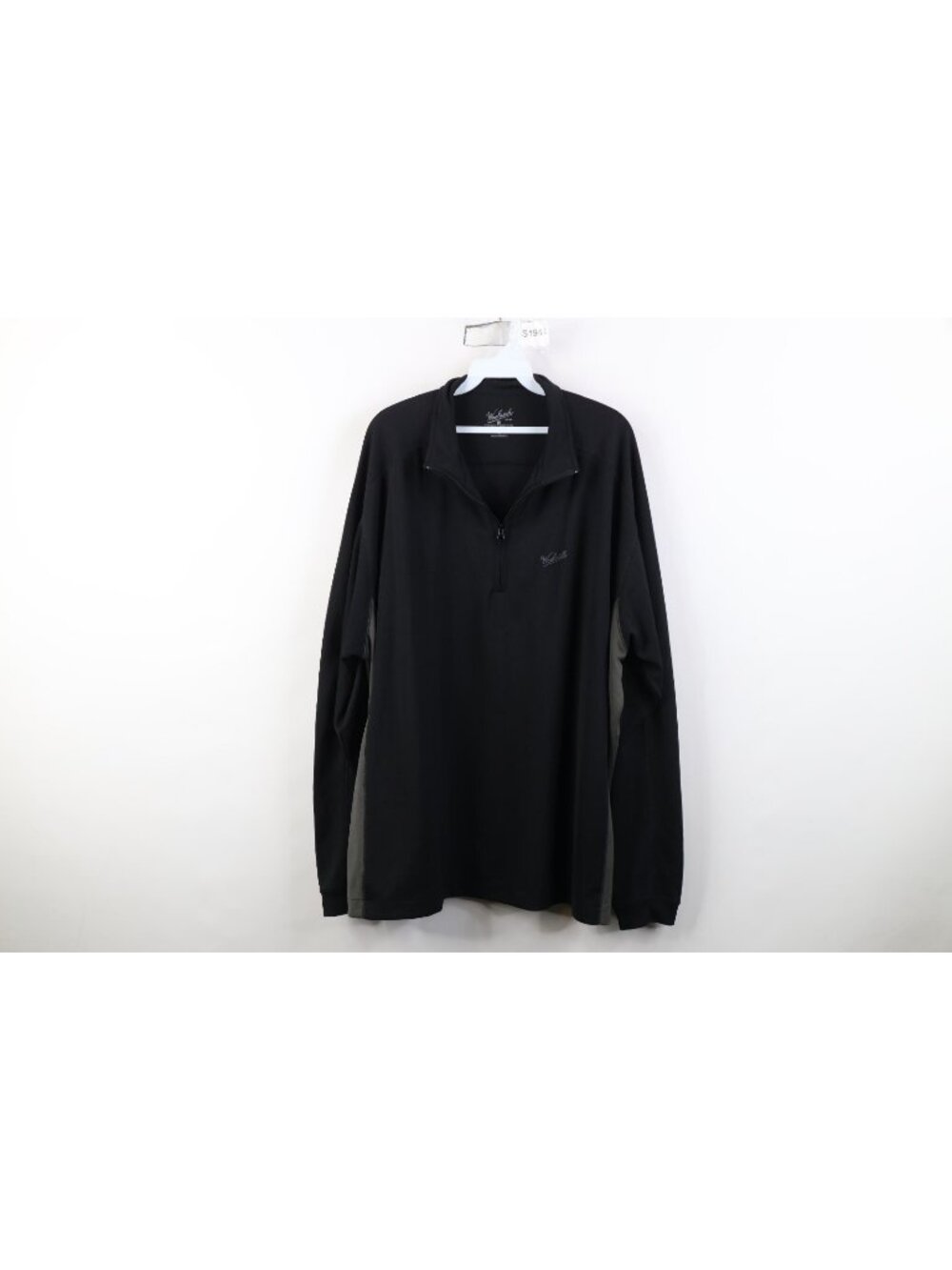Vintage Woolrich Mens 2XL Thermal Knit 1/4 Zip Pullover Jacket Top Black Gray